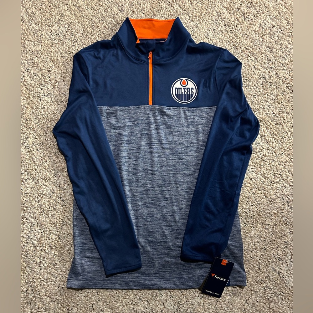 New Edmonton Oilers Fanatics Persistence 1/4 Zip Pullover - Size Adult Small NWT